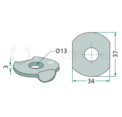Arandela Ø 13 x 34 x 37 mm para sembradora adaptable