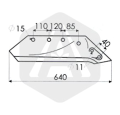 Wechselspitzenschar L für Pflug KVERNELAND KK073007 Neubau