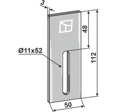 Racloir métallique 112 x 50 mm pour rouleau packer SICMA adaptable