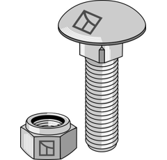 Boulon à tête bombée M10x1,5x30 - 8.8 avec écrou à freinage interne