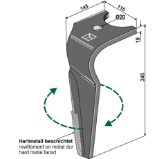 Kreiseleggenzinken 110x18 duraface rechts Nachbau