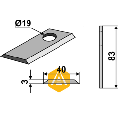 Couteau rotatif pour faucheuse KRONE 143149.0 adaptable - Blacksteel©