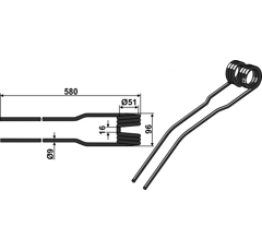 Dent de fenaison pour andaineur DEUTZ-FAHR VF16646053.86 adaptable - BlackSteel©