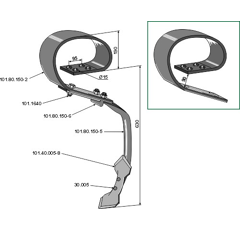 Dent 840 mm pour cultivateur adaptable