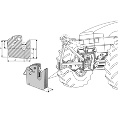 Halb-Automatik Aufnahmegabel für Fronthydraulik Kat. 2-1 180652GF150 