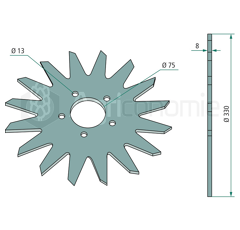 Disque denté Ø 380 x 8 mm pour semoir adaptable