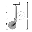 Roue béquille à relevage semi-automatique 275 x 70 mm