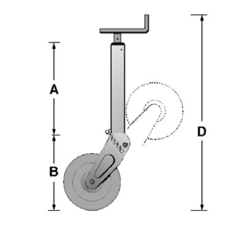 Roue béquille à relevage semi-automatique 200 x 50 mm