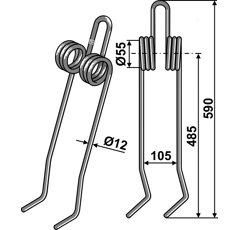 Griffe Ø12mm pour semoir KUHN 951880 adaptable - Blacksteel©