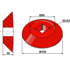 Innenscheibe Ø 150 mm für Vierkantwellen 40 x 40 mm Nachbau