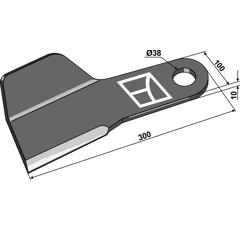 Schlegelmesser rechts 300 x 100 x 10 mm für Mulcher SPEARHEAD 7770760 - Nachbau