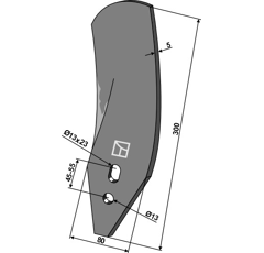 Tôle de guidage gauche pour déchaumeur KVERNELAND RF22689 adaptable