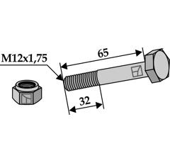 Boulon M12x1,75 x 65 pour broyeur HERDER adaptable - Blacksteel©