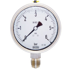 Manomètre de contrôle inox ø 100 mm - 1/2" - WIKA