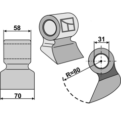Marteau pour broyeur AGRIMASTER 3001780 adaptable - Blacksteel©