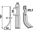 Fräsmesser Links 197 x 30 Bertolini, Nibbi Bruno Nachbau