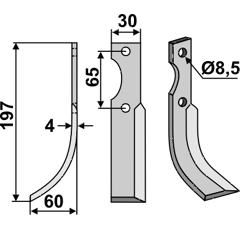 Fräsmesser Links 197 x 30 Bertolini, Nibbi Bruno Nachbau