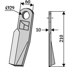 Fléau droit pour broyeur 210x60mm  FISCHER  adaptable - Blacksteel©