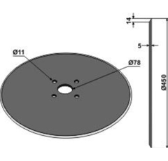 Coutre circulaire lisse Ø450x5 mm pour semoir JOHN DEERE adaptable - Blacksteel©