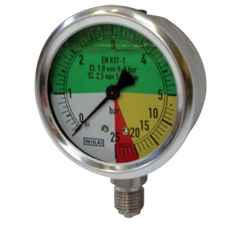 Manomètre à échelle dilatée en Inox ø 63 mm 1/4" Mâle - WIKA