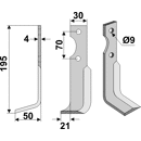 Fräsmesser L 195 x 30 Agria Nachbau