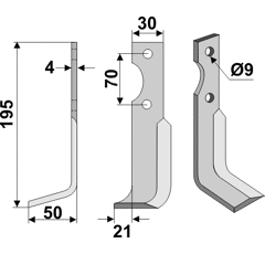 Fräsmesser L 195 x 30 Agria Nachbau