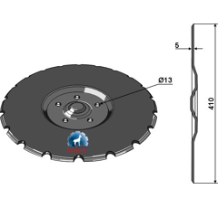 Disque crénelé Ø410x5 mm pour semoir VÄDERSTAD 180078 adaptable - Blacksteel©