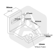 Bride 50 x 50 mm pour dent de herse rotative 303113 adaptable