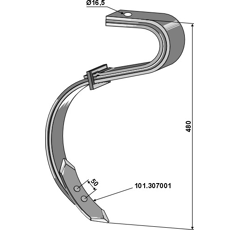 Dent complète avec soc 480 mm pour cultivateur VENTZKI adaptable