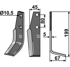 Fräsmesser rechts 199 x 45 x 67 x 5 mm GOLDONI 002692 - Nachbau