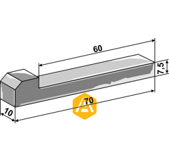 Clavette à talon pour épandeur 70 x 10 mm  adaptable