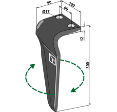 Dent droite pour herse rotative BREVIGLIERI 0088310D adaptable - Blacksteel©