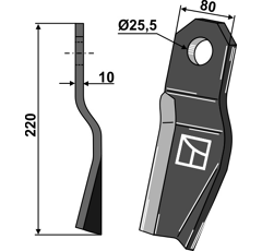 Couteau torsadé droit pour broyeur RÖLL 690616 adaptable - Blacksteel©