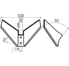 Aile monobloc pour déchaumeur QUIVOGNE 8414299050691 adaptable
