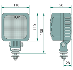 Phare de travail Carré 9 LED 10 - 30V 18W 1840 lumens