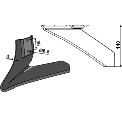Lame droite 140 mm pour bineuse MASCHIO / GASPARDO G23430040R adaptable - BlackSteel©