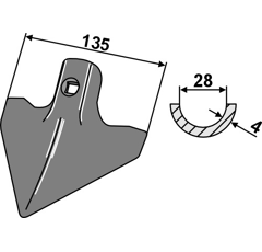 Soc à patte d'oie pour cultivateur KONGSKILDE 101019173 adaptable 