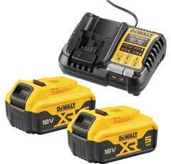 Pack 2 batteries XR 18V 5AH LI-ION + chargeur DCB1104D2-QW | DEWALT