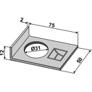 Plaque d'arrêt 75 mm pour arbre carré adaptable