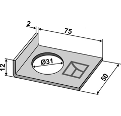 Plaque d'arrêt 75 mm pour arbre carré adaptable