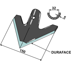 Reja binadora 150 x 5 mm para escardador MASCHIO / GASPARDO G13640360R adaptable | reforzado - BlackSteel©