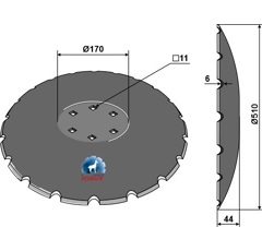 Disque crénelé ∅510x6 pour déchaumeur KUHN H2234360 adaptable - Blacksteel©