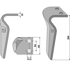 Dent droite pour herse rotative ALPEGO MKOA00205 adaptable - Blacksteel©