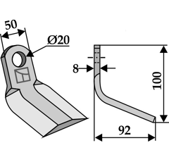 Couteau-Y pour broyeur 100x50mm CABE adaptable - Blacksteel©