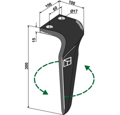 Dent Gauche pour herse rotative  Maschio 31610216 adaptable - BlackSteel©