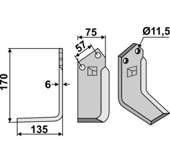 Lame gauche pour Fraise/Rotavator KUHN 52106400 adaptable - Blacksteel©