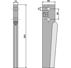 Dent gauche pour herse rotative BREVIGLIERI adaptable - Blacksteel©