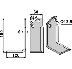 Fräsmesser Links 160 x 60 Tortella TOR11L Nachbau