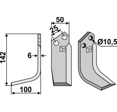 Lame gauche pour Fraise/Rotavator FERRARI 496366 adaptable - Blacksteel©
