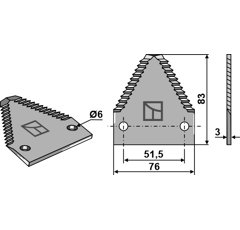 Sección dentada para cosechadora CLAAS 611.203.1 adaptable - BlackSteel©